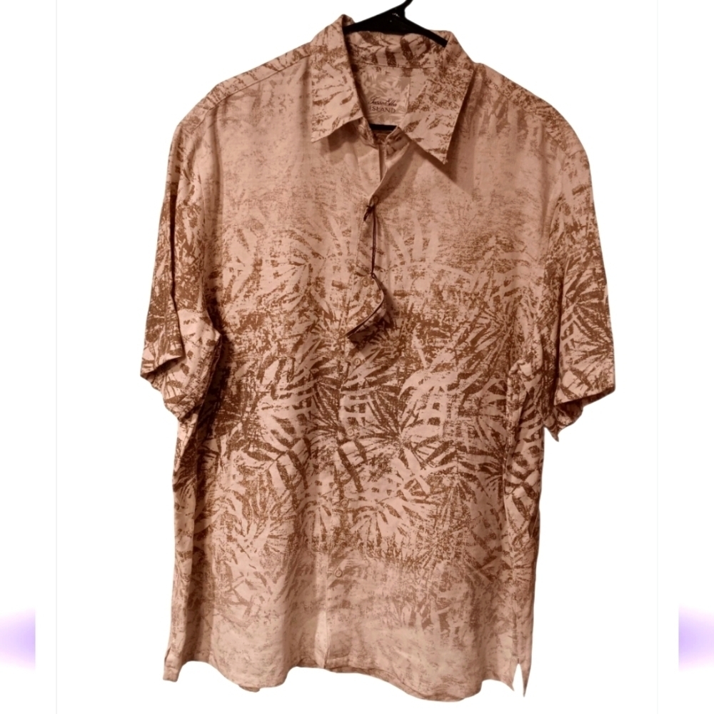 Tasso Elba Men's Beige Patterned Shirt